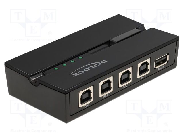 Switch; USB 2.0; black; plastic; Input: USB B socket x4