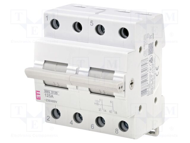 Mains-generator switch; Poles: 4; 230/400VAC; 63A; IP20