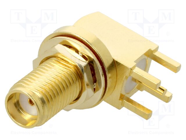Connector: SMA; socket; female; angled; THT; PTFE; gold-plated