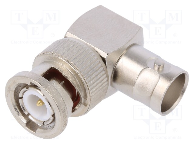 Coupler; BNC socket,BNC plug; angled 90°; 50Ω; teflon