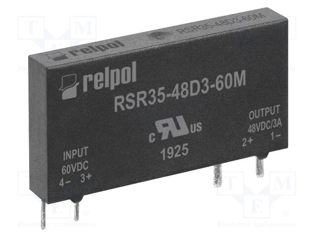 Relay: solid state; 3÷58VDC; 1-phase; PCB; -30÷80°C; 28x5.2x15mm
