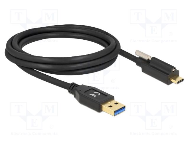 Cable; USB A plug,USB C plug; 2m; black; 24AWG,30AWG; 10Gbps