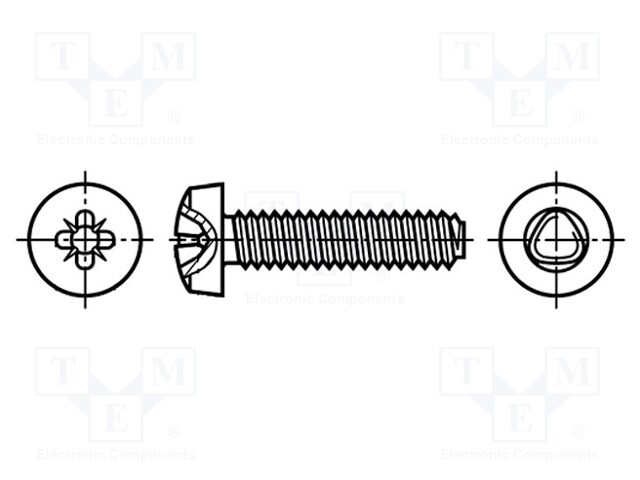 Screw; for metal; 2,5x5; Head: cheese head; Pozidriv; zinc; BN: 2724