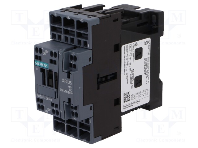Contactor: 3-pole; NO x3; Auxiliary contacts: NO + NC; 24VDC; 40A