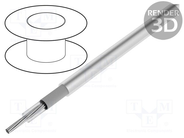 Wire: coaxial; Micro Coax; stranded; Cu; 38AWG; PFA; white; 100m