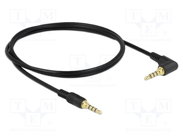 Cable; Jack 3,5mm 4pin plug,Jack 3.5mm 4pin angled plug; 1m