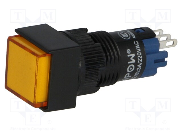 Switch: push-button; Pos: 2; SPDT; 0.5A/250VAC; 1A/24VDC; orange