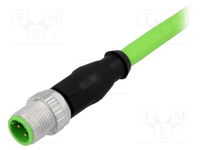 Plug; M12; PIN: 4; male; D code-Ethernet; 2m; Insulation: TPU; cables