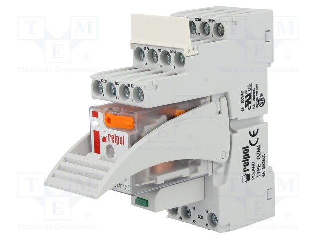 Relay: interface; 4PDT; Ucoil: 230VAC; 6A; 6A/250VAC; 6A/24VDC