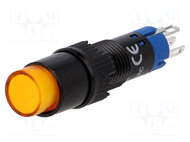 Switch: push-button; Pos: 2; SPDT; 0.5A/250VAC; 1A/24VDC; orange