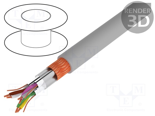 Wire; Li-2Y-CY-PIMF; 3x2x0,22mm2; PVC; grey; 250V