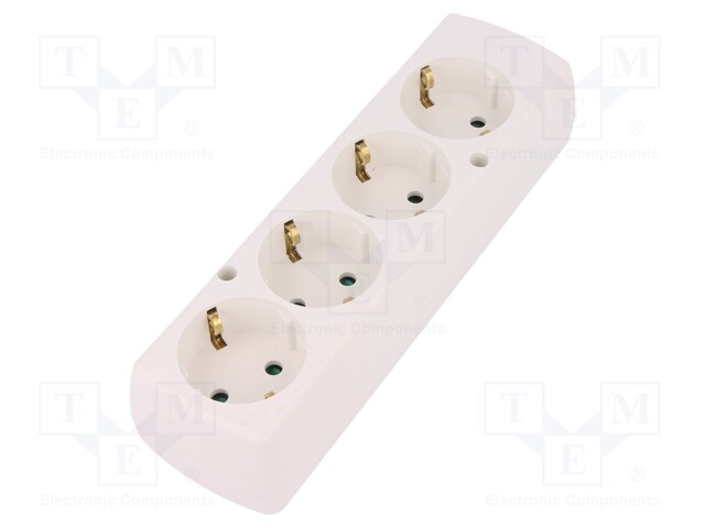 Connector: AC supply; splitter; Layout: 2P+PE; white; 250VAC; 16A