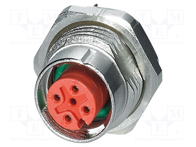 Connector: M12; socket; PIN: 4; female; 250V; straight; THT; A code