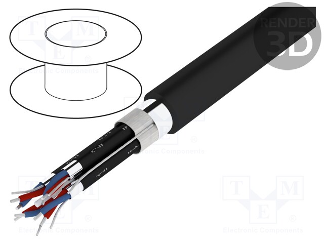 Wire: loudspeaker cable; 4x2x0,22mm2; stranded; Cu,tinned; black