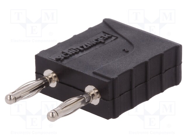 Stackable safety shunt; banana 2mm socket,banana 2mm plug x2