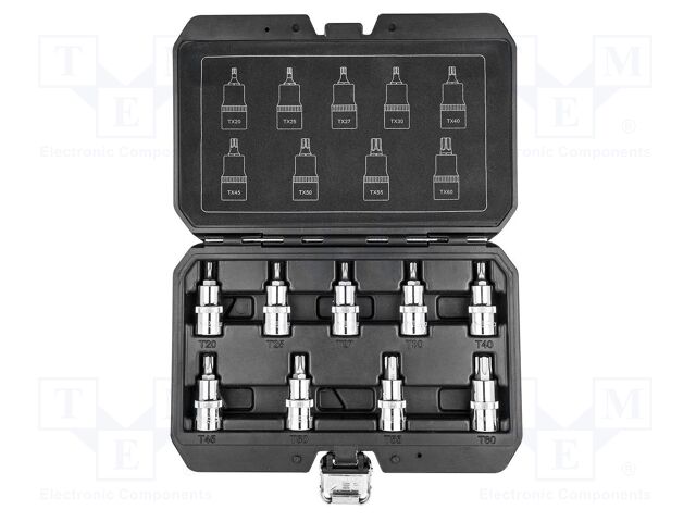 Wrenches set; socket spanner,Torx®; Mounting: 1/2"; 55mm; 9pcs.