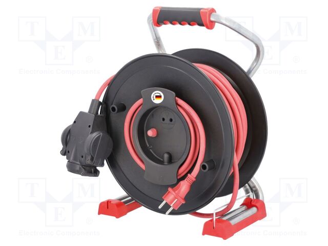 Extension lead; 3G2.5mm2; Sockets: 3; rubber; red; 40m; 16A; Xperts