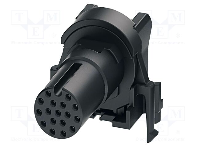 Connector: M12; contact insert; PIN: 17; 30V; angled; IP67; THT; 1.5A