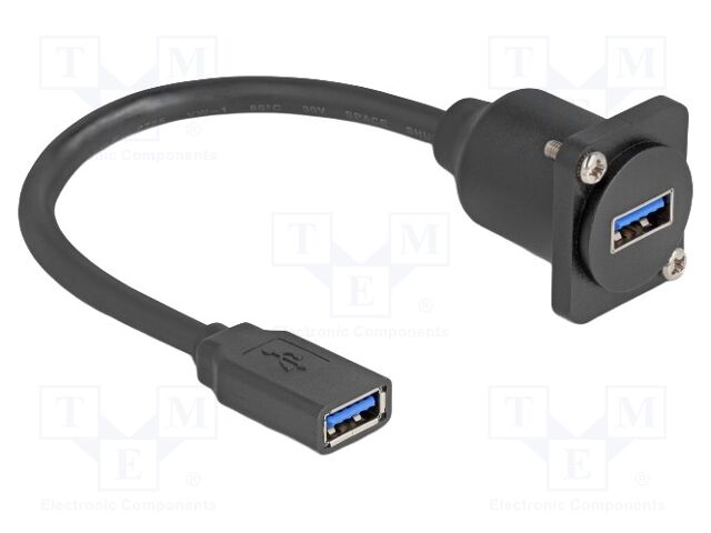 Cable; connection 1: 1; USB A socket,both sides; 0.2m; black