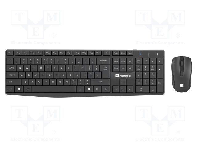 Office kit; black; USB A; wireless,US layout; No.of butt: 4; 10m