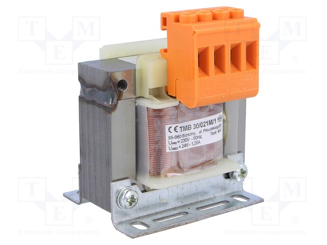 Transformer: mains; 30VA; 230VAC; 24V; Leads: terminal block; 0.7kg