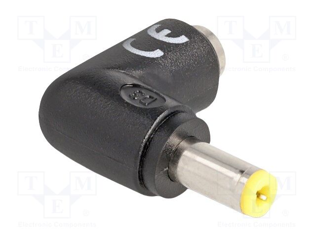 Adapter; DC 5,5/2,5 plug,DC 5,5/2,5 socket; black; angular; 5A