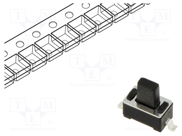 Microswitch TACT; SPST; Pos: 2; 0.05A/12VDC; SMT; 2.45N; 3x6x3.5mm