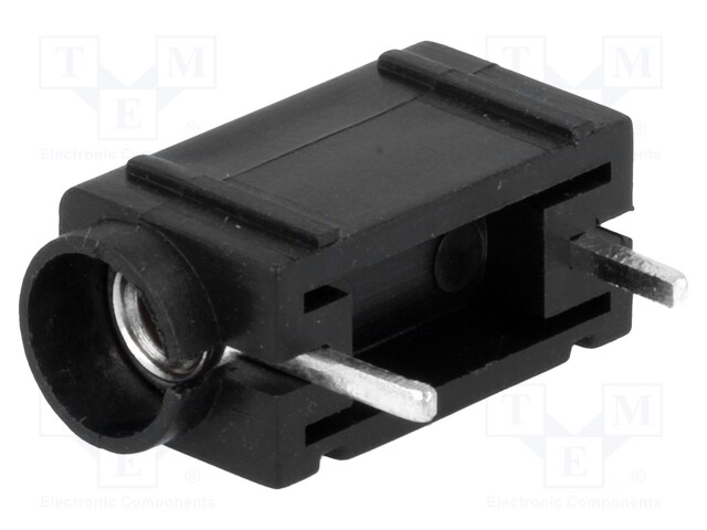 Socket; 4mm banana; 24A; 60VDC; black; silver plated; PCB; 24mm