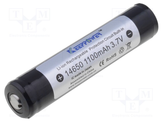 Re-battery: Li-Ion; 14650,7/5AA; 3.7V; 1000mAh; Ø14x66mm