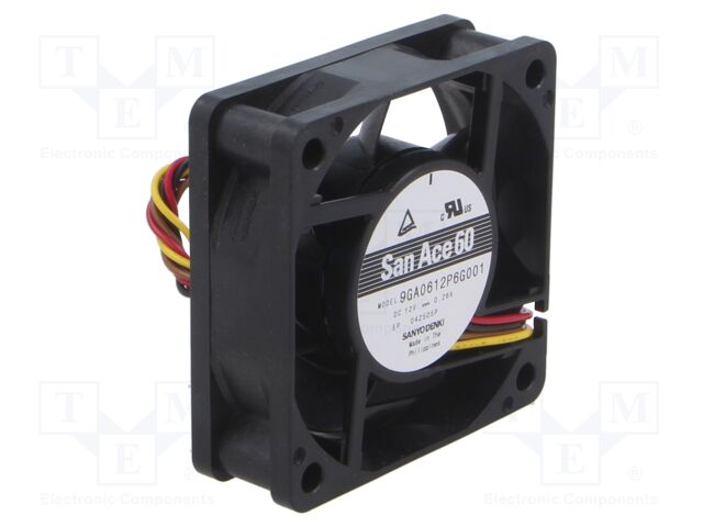 Axial Fan, 12 V, DC, 60 mm, 20 mm, 31.1 cu.ft/min, 0.88 m³/min