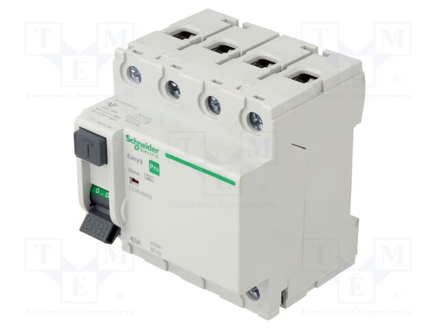 RCD breaker; Inom: 63A; Ires: 30mA; Poles: 4; 400VAC; IP20; 1÷35mm2