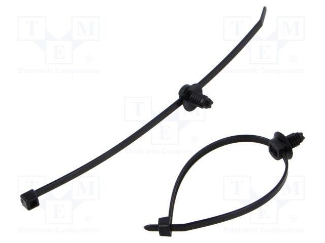 Cable tie; with fixing lugs; L: 200mm; W: 4.6mm; black; polyamide
