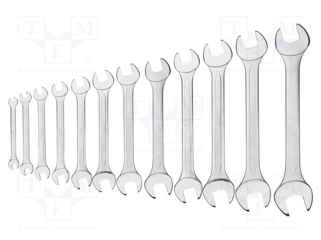 Wrench-set; spanner; Chrom-vanadium steel; double-sided; 12pcs.