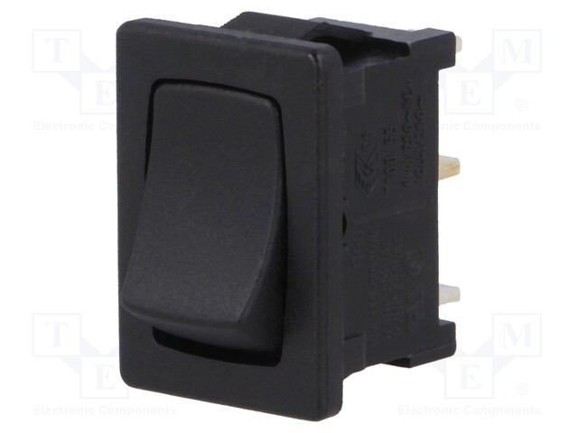 ROCKER; SPDT; Pos: 2; OFF-ON; 10A/250VAC; black; IP40; none; 100mΩ