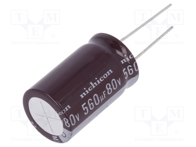 Capacitor: electrolytic; low impedance; THT; 560uF; 80VDC; ±20%
