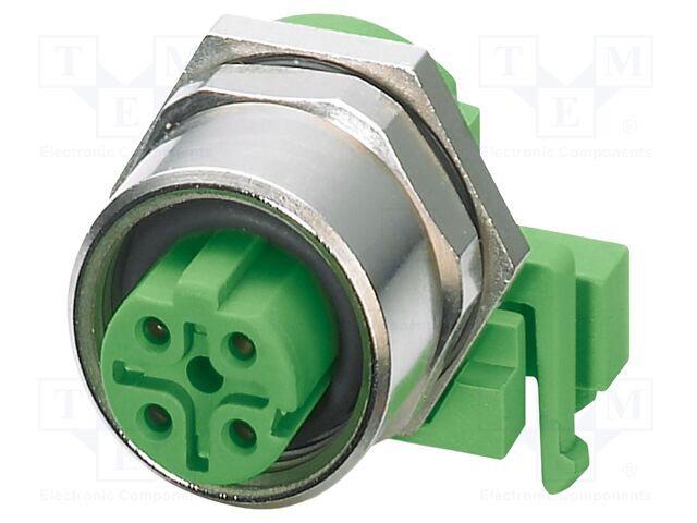 Connector: M12; socket; PIN: 4; female; 250V; angled; IP67; THT; 4A