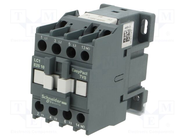 Contactor: 3-pole; NO x3; Auxiliary contacts: NO; 110VAC; 25A; 690V