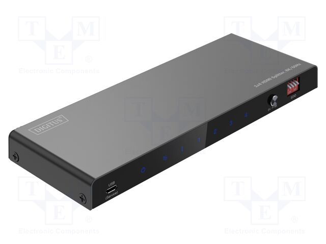 Splitter; HDMI 2.1; black; Input: DC socket,HDMI socket; metal