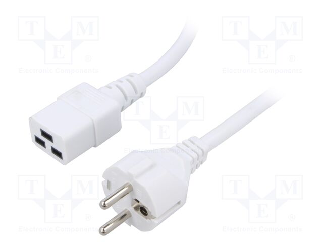 Cable; 3x1.5mm2; CEE 7/7 (E/F) plug,IEC C19 female; PVC; 2m; 16A