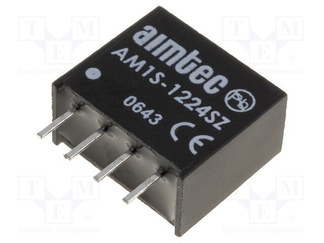 Converter: DC/DC; 1W; Uin: 10.8÷13.2V; 24VDC; Iout: 42mA; SIP4; 1.8g