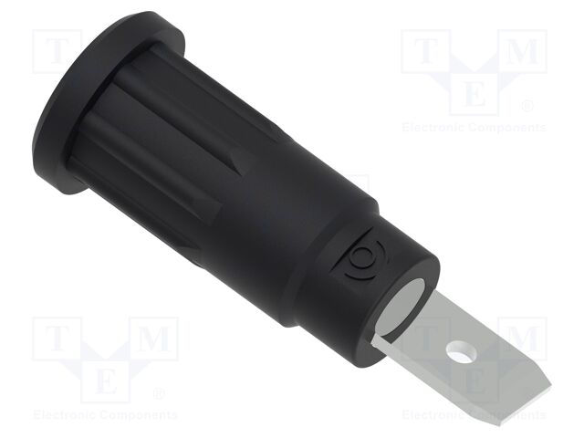 Connector: 2mm banana; socket; 10A; 31.1mm; black; faston terminal