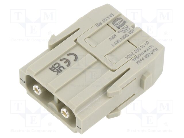 HEAVY DUTY MODULE, PLUG, 2POS, 14-8AWG