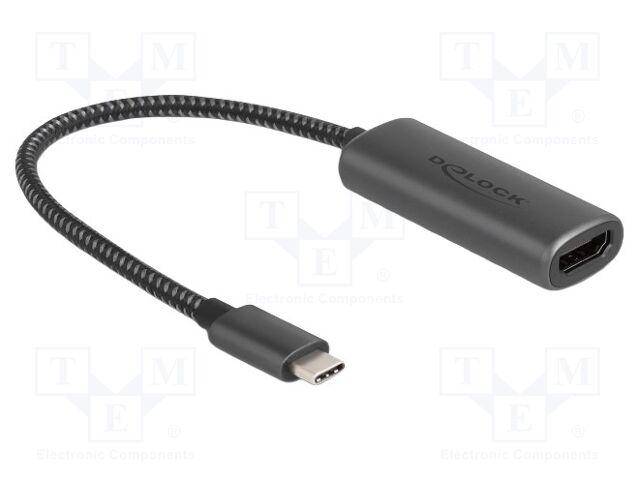 Adapter; HDMI socket,USB C plug; 0.2m; grey; grey