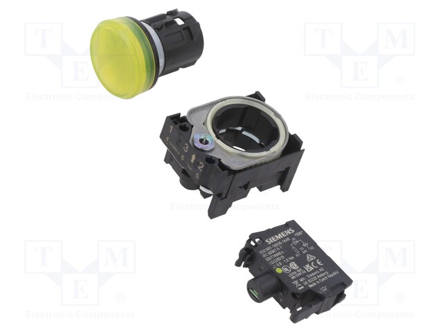 LED Panel Mount Indicator, Yellow, 24 V, 22 mm, IP20, IP66, IP67, IP69, IP69K