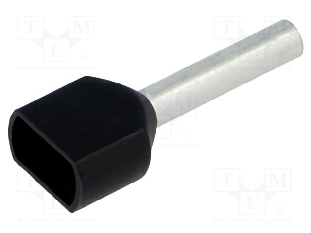 Bootlace ferrule; insulated,double; copper; 1.5mm2; 12mm; tinned