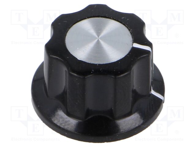 Knob; with flange; bakelite; Øshaft: 6.1mm; Ø15.7x11.5mm