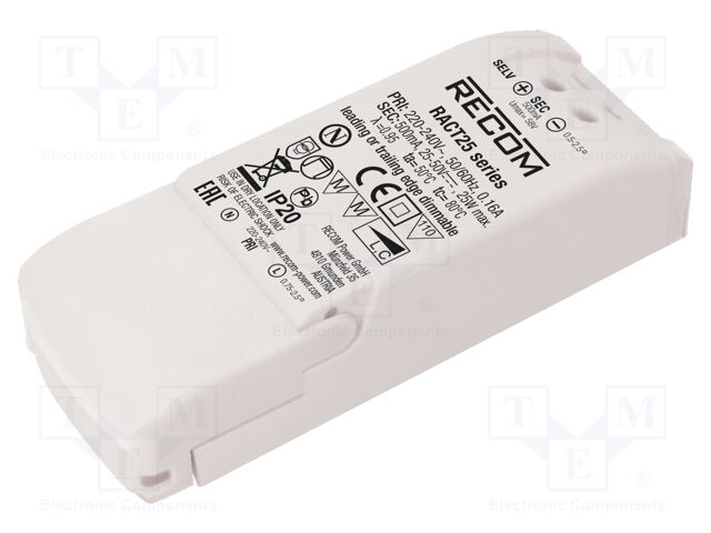 Power supply: switched-mode; LED; 25W; 12÷24VDC; 1050mA; IP20; 100g