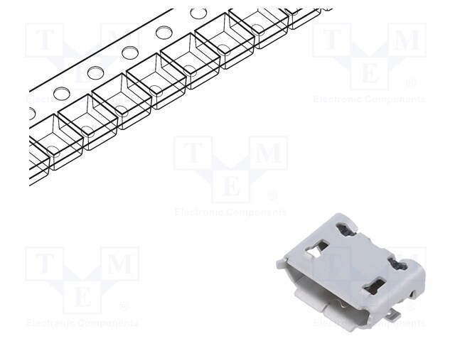 Socket; USB B micro; ZX; on PCBs; SMT; PIN: 5; horizontal; USB 2.0