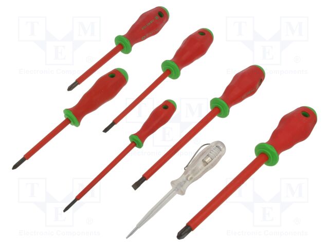Phillips,slot; Chrom-vanadium-molybdenum steel; 7pcs.