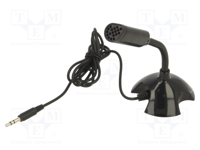 Microphone; black; Jack 3,5mm; -62dB; 100Hz÷16kHz; 1.1m